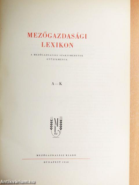Mezőgazdasági Lexikon 1-2.