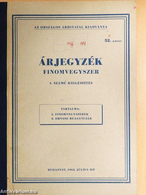 Árjegyzék - Finomvegyszer (töredék)