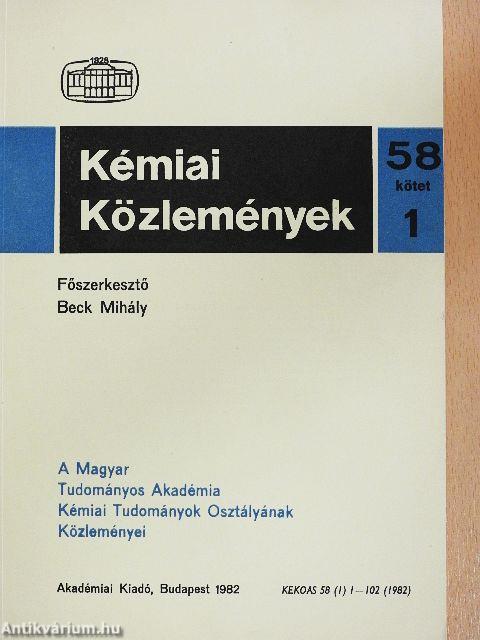 Kémiai Közlemények 1982/1-4. I-III.