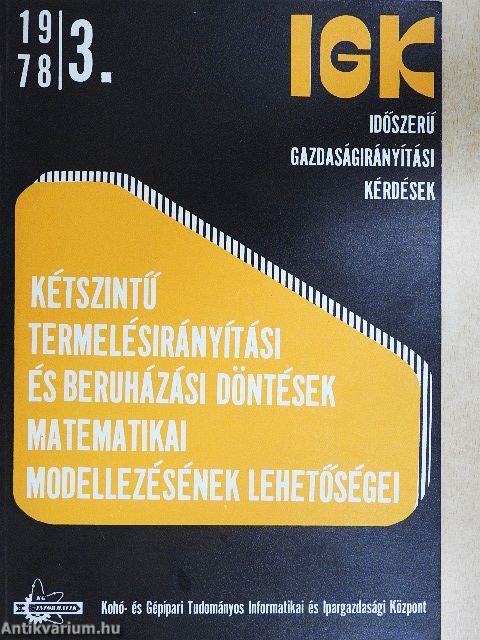 Időszerű Gazdaságirányítási Kérdések 1978/3