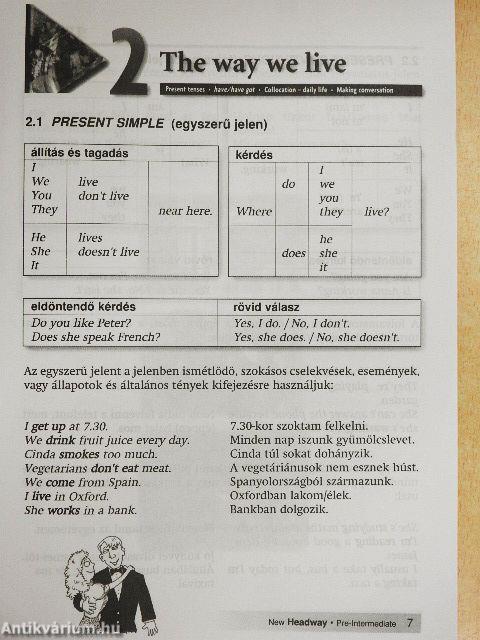 New Headway - Pre-Intermediate - Angol-magyar szójegyzék és nyelvtani összefoglaló