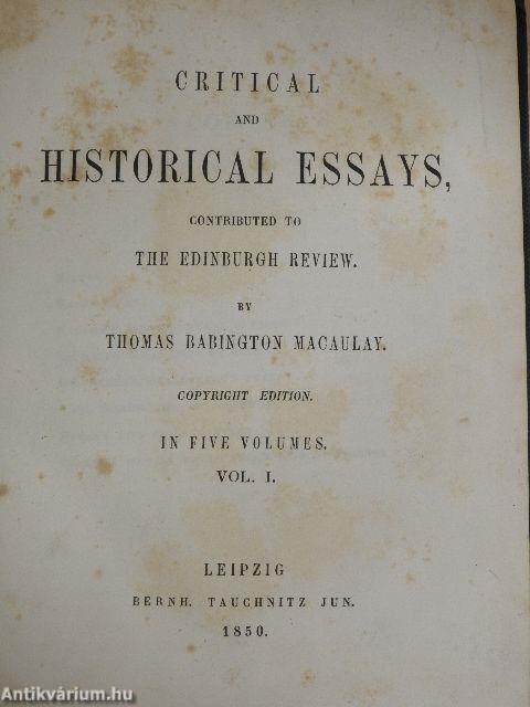 Critical and Historical Essays I.