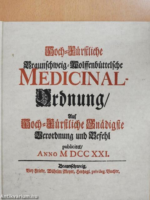 Medicinal-Ordnung von 1721 (gótbetűs)