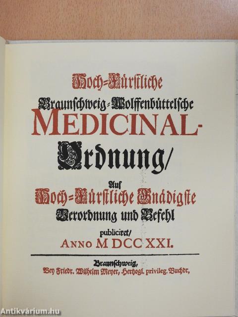 Medicinal-Ordnung von 1721 (gótbetűs)