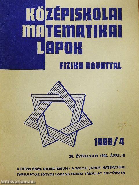 Középiskolai matematikai lapok 1988. április