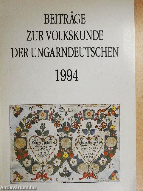 Beiträge zur Volkskunde der Ungarndeutschen 1994