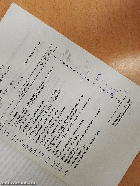 Tanterv és utasítás a szakmunkásképző iskolák számára IV.