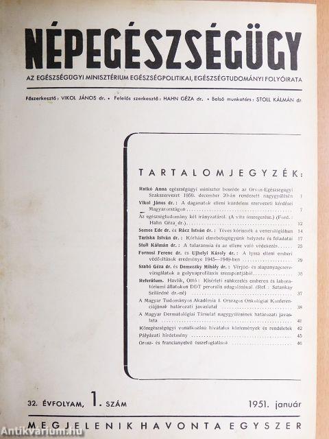 Népegészségügy 1951. január-december