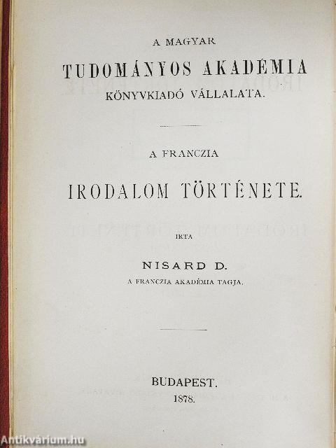 A franczia irodalom története I.