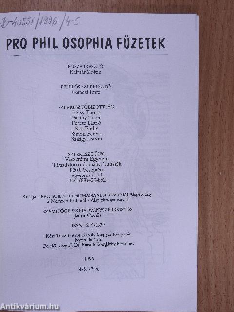 Pro Phil Osophia füzetek 1996/4-5.