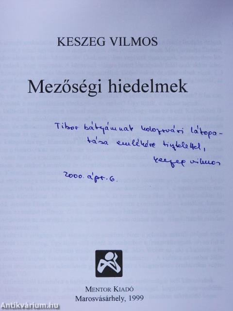 Mezőségi hiedelmek (dedikált példány)