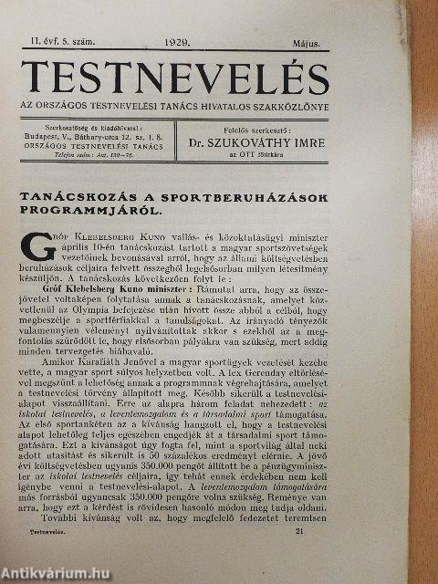 Testnevelés 1929. május