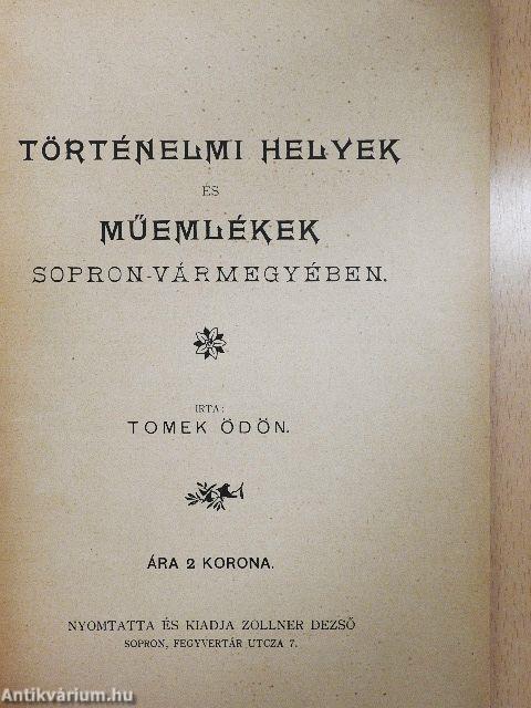 Történelmi helyek és műemlékek Sopron-vármegyében