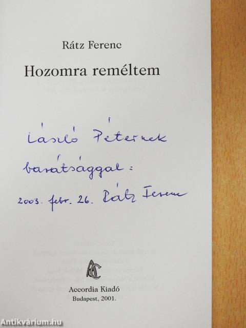 Hozomra reméltem (dedikált példány)