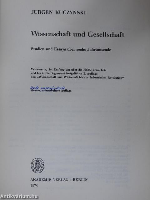 Wissenschaft und Gesellschaft (dedikált példány)