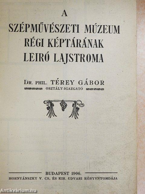 A Szépművészeti Múzeum régi képtárának leiró lajstroma