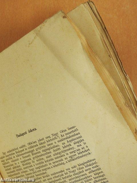 Tanulmányok Budapest multjából IV.