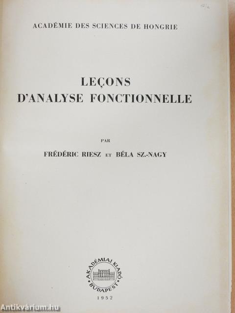 Lecons D'Analyse Fonctionnelle