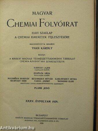 Magyar Chemiai Folyóirat 1929-1930. január-december