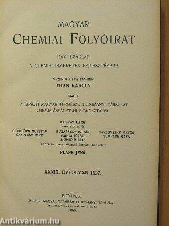 Magyar Chemiai Folyóirat 1927-1928. január-december