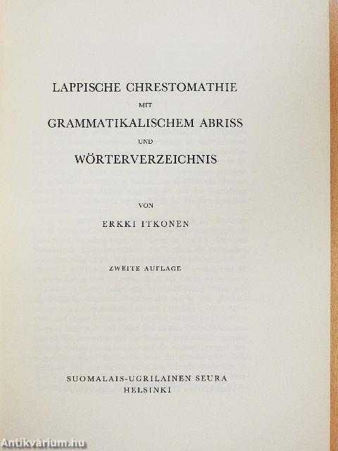 Lappische Chrestomathie mit Grammatikalischem Abriss und Wörterverzeichnis