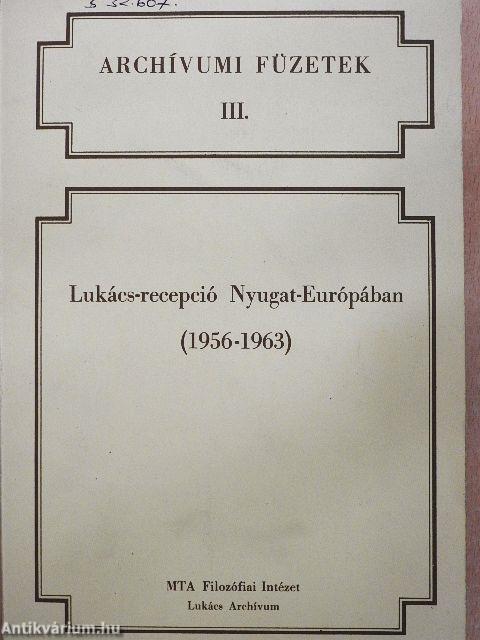 Lukács-recepció Nyugat-Európában