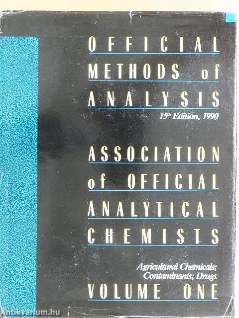 Official Methods of Analysis/Association of Official Agricultural Chemists I.