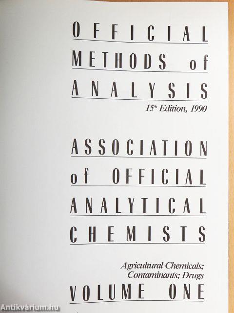 Official Methods of Analysis/Association of Official Agricultural Chemists I.