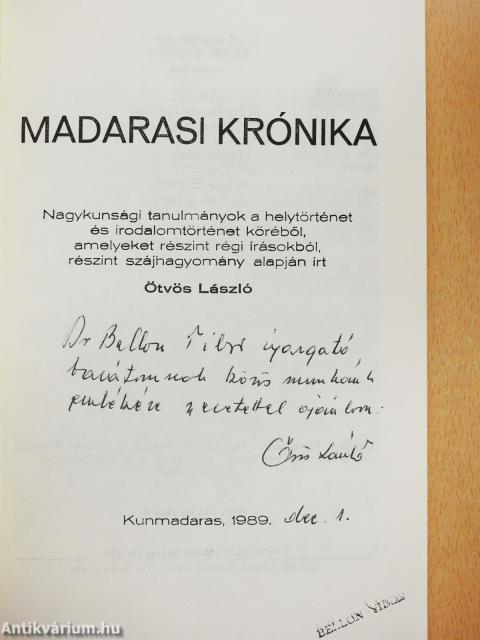 Madarasi Krónika (dedikált példány)