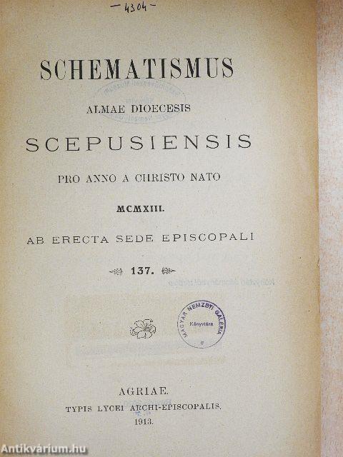 Schematismus Almae Dioecesis Scepusiensis pro anno a Christo nato MCMXIII.