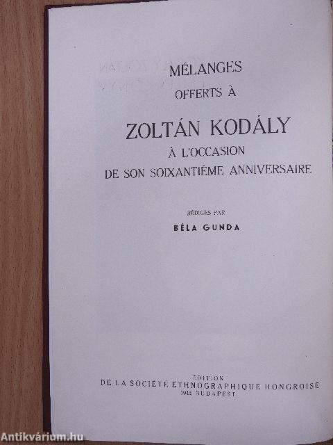 Emlékkönyv Kodály Zoltán hatvanadik születésnapjára