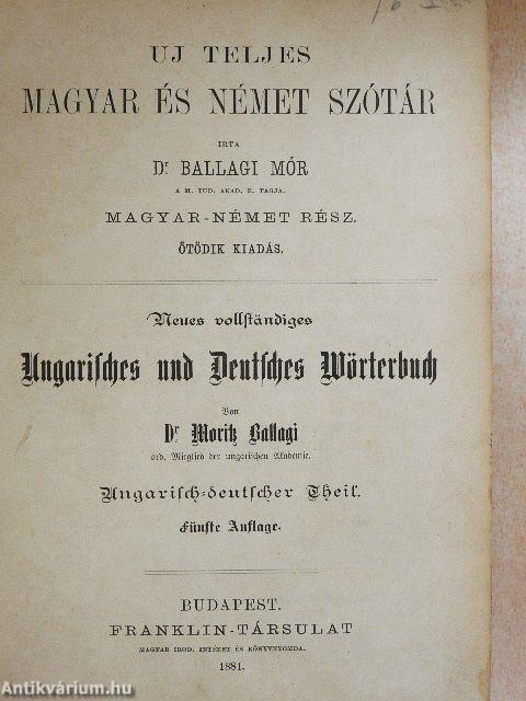 Uj teljes magyar és német szótár