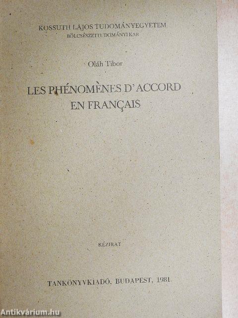 Les Phénoménes d'Accord en Francais