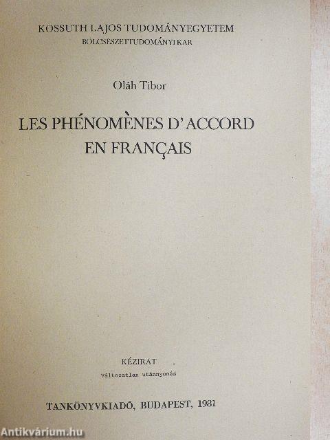 Les Phénoménes d'Accord en Francais