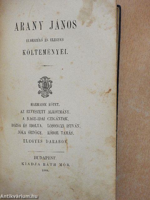 Arany János elbeszélő és elegyes költeményei III.