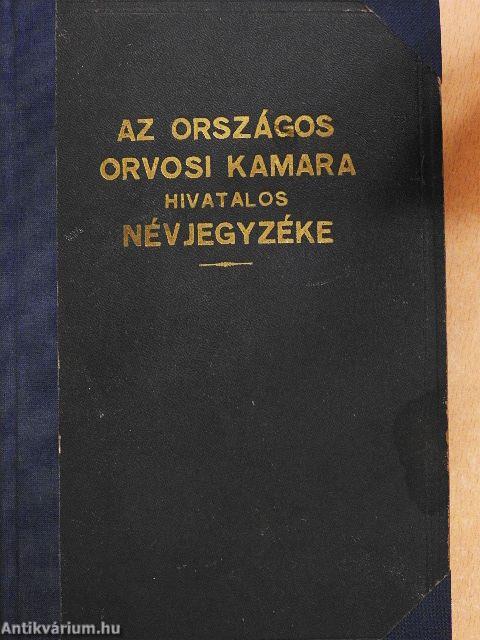 Az Országos Orvosi Kamara hivatalos névjegyzéke 1939.
