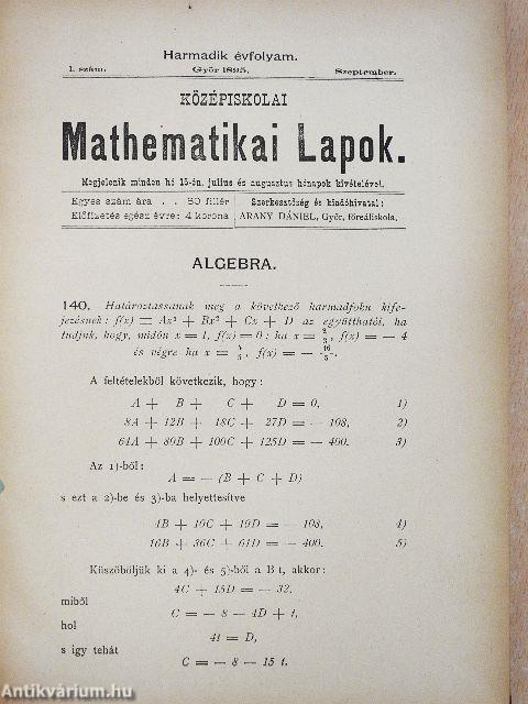 Középiskolai mathematikai lapok 1895-1896. (nem teljes évfolyam)/1896-1897. október-junius