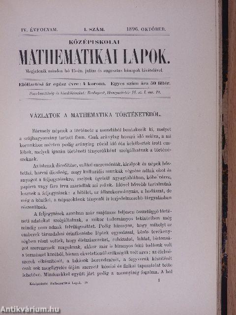 Középiskolai mathematikai lapok 1895-1896. (nem teljes évfolyam)/1896-1897. október-junius