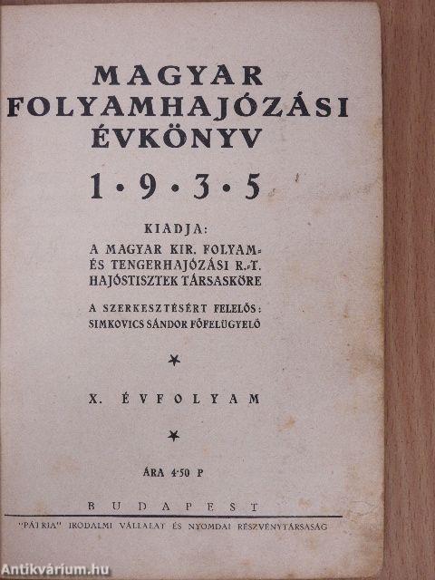 Magyar Folyamhajózási Évkönyv 1935