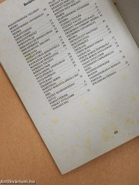 Vadból és juhból készült ételek