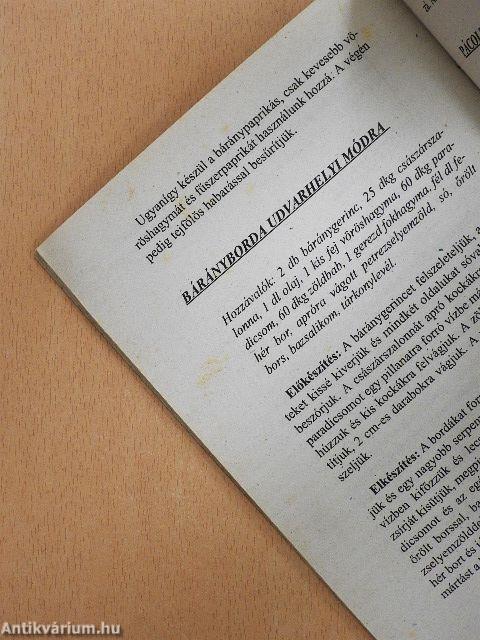 Vadból és juhból készült ételek