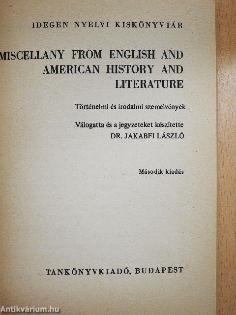 Miscellany from English and American History and Literature