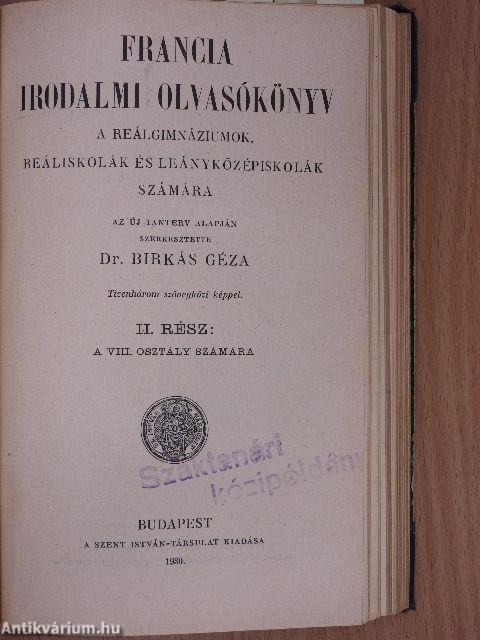 Francia nyelvkönyv/Francia irodalmi olvasókönyv I-II./Francia Nyelvtan/Francia stilusgyakorlatok