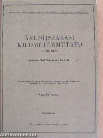 Árudíjszabási kilométermutató I-V. rész/Különlenyomat