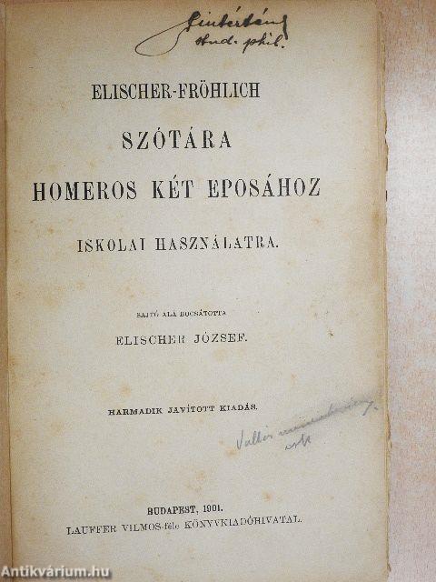 Elischer-Fröhlich szótára Homeros két eposához