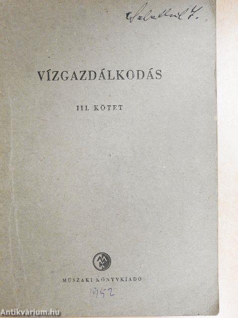 Vízgazdálkodás III.