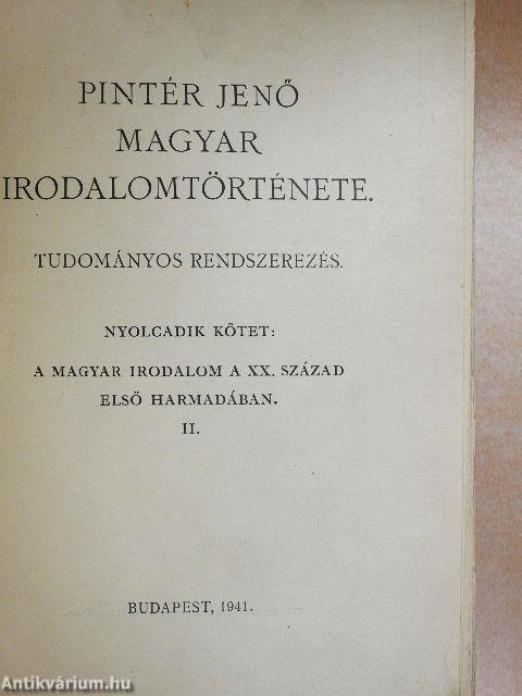 Pintér Jenő magyar irodalomtörténete VIII/I-II. (töredék)