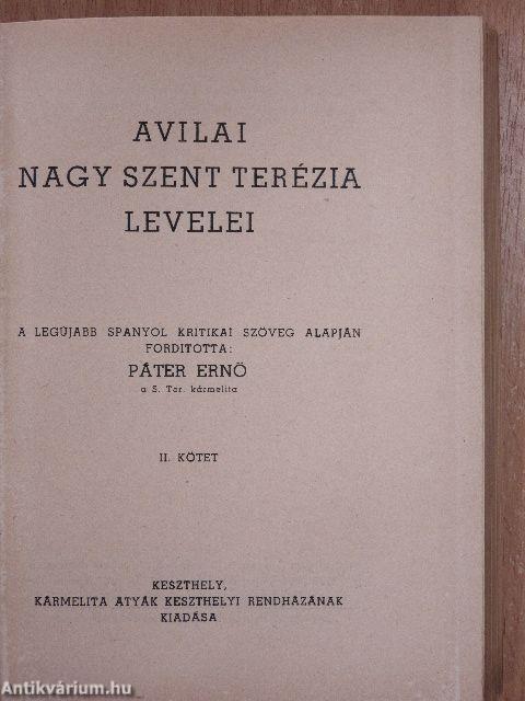 Avilai Nagy Szent Terézia levelei I-II.