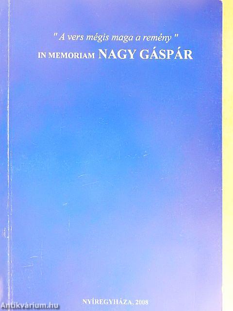 In memoriam Nagy Gáspár