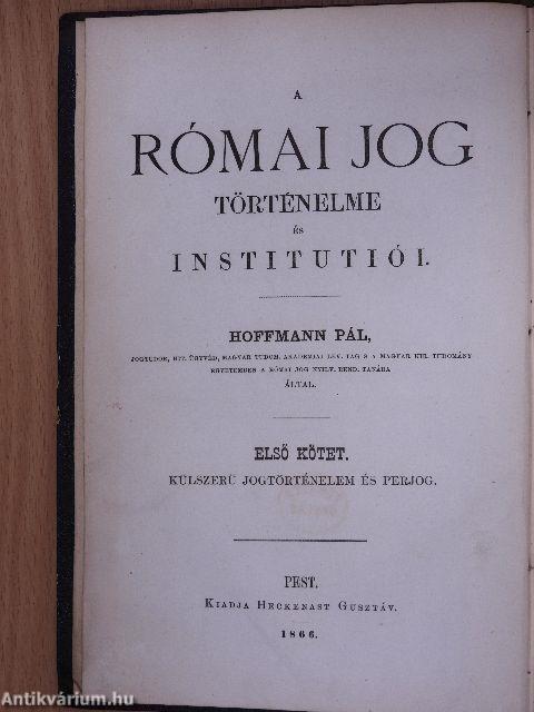 A római jog történelme és institutiói I.